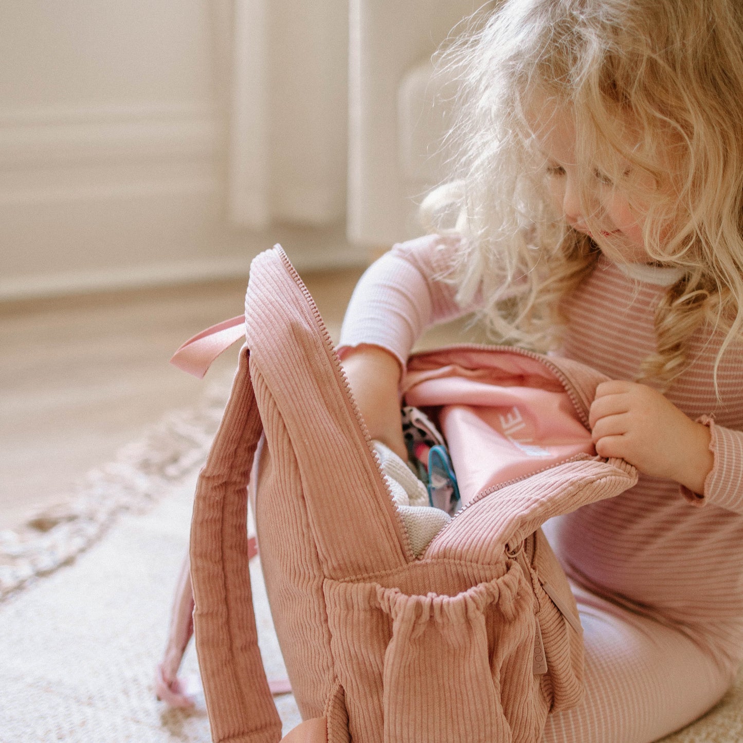Dusty Pink Corduroy Backpack