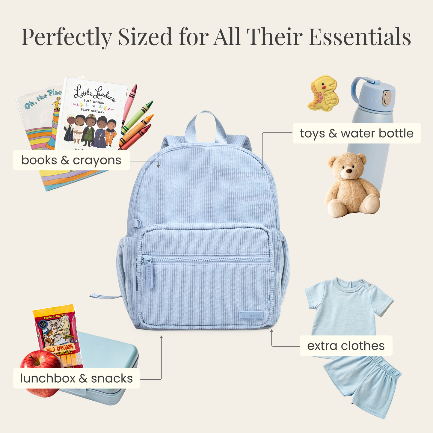 Sky Blue Corduroy Backpack