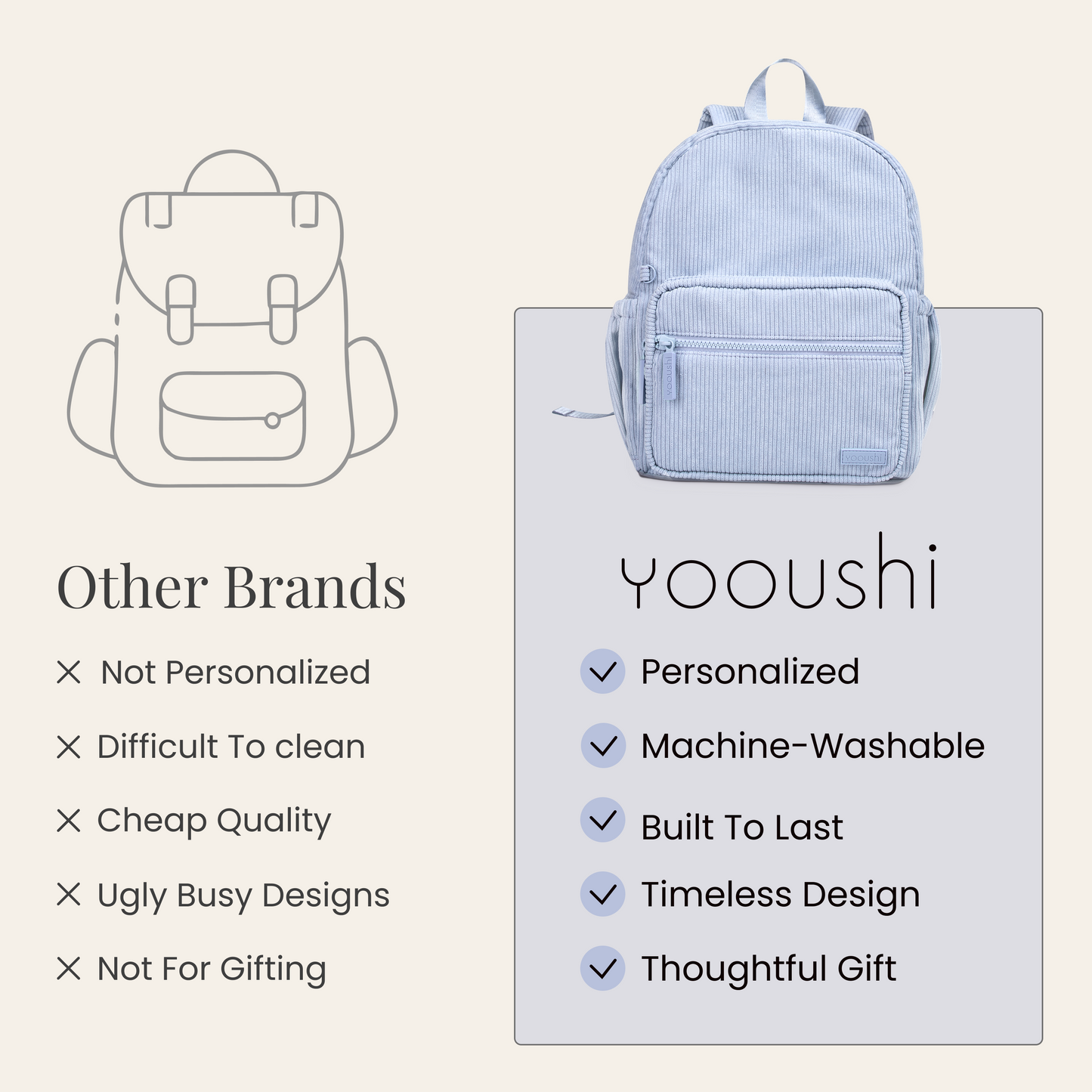 Sky Blue Corduroy Backpack