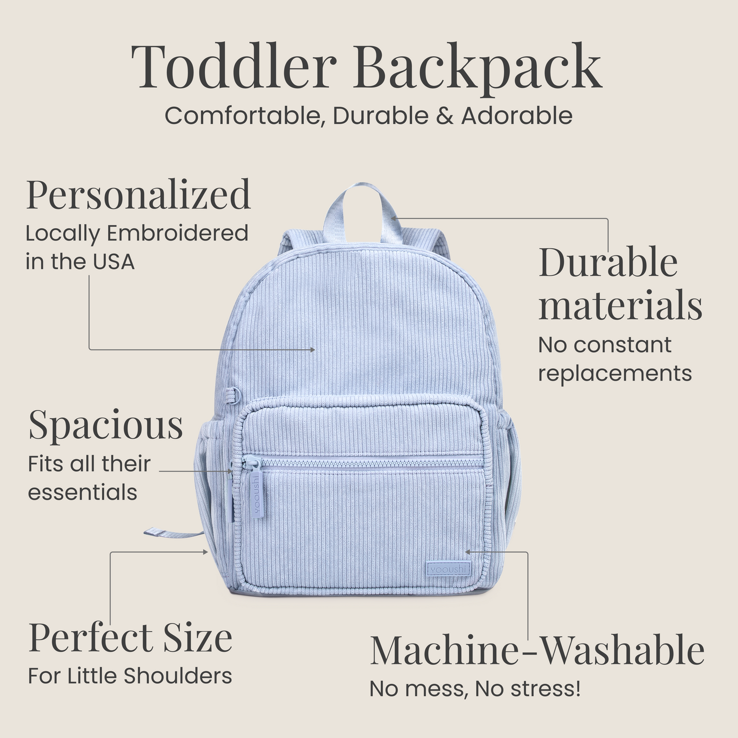 Sky Blue Corduroy Backpack