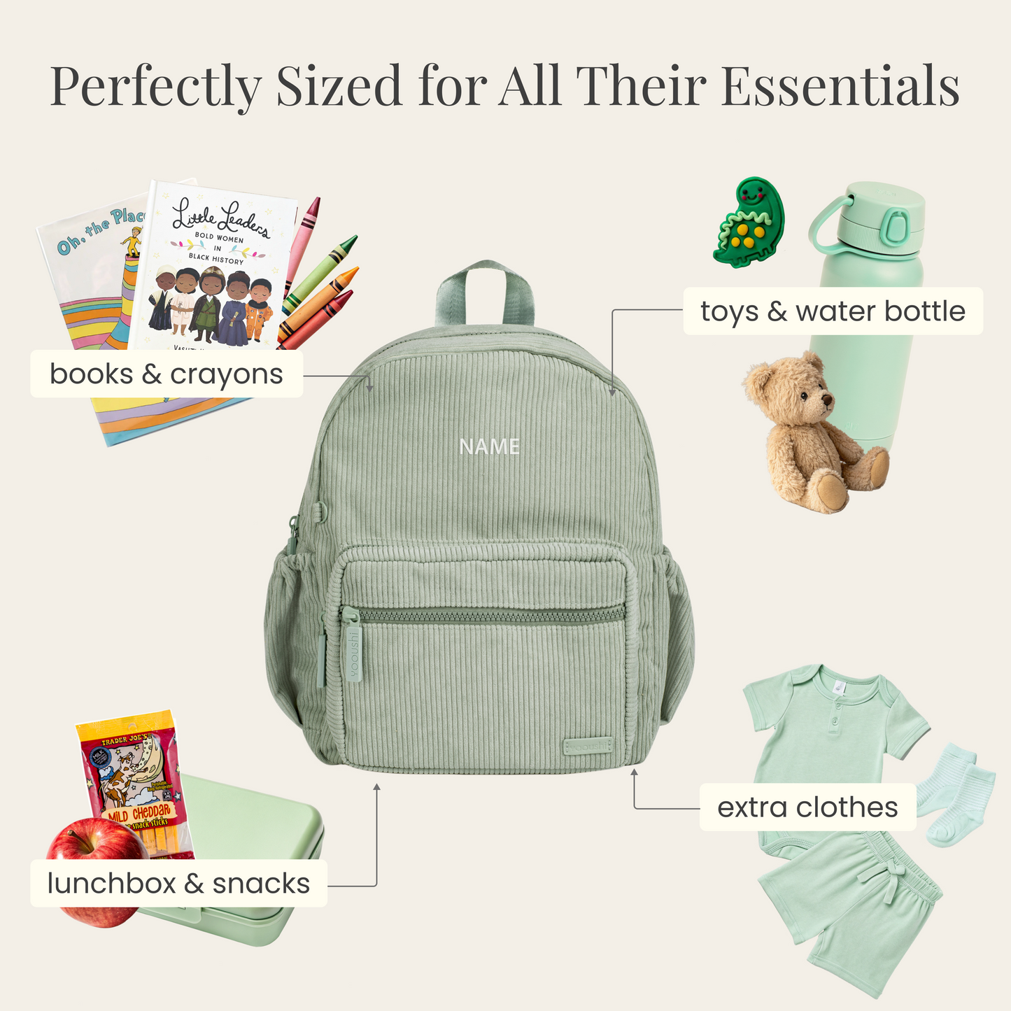 Mint Green Corduroy Backpack