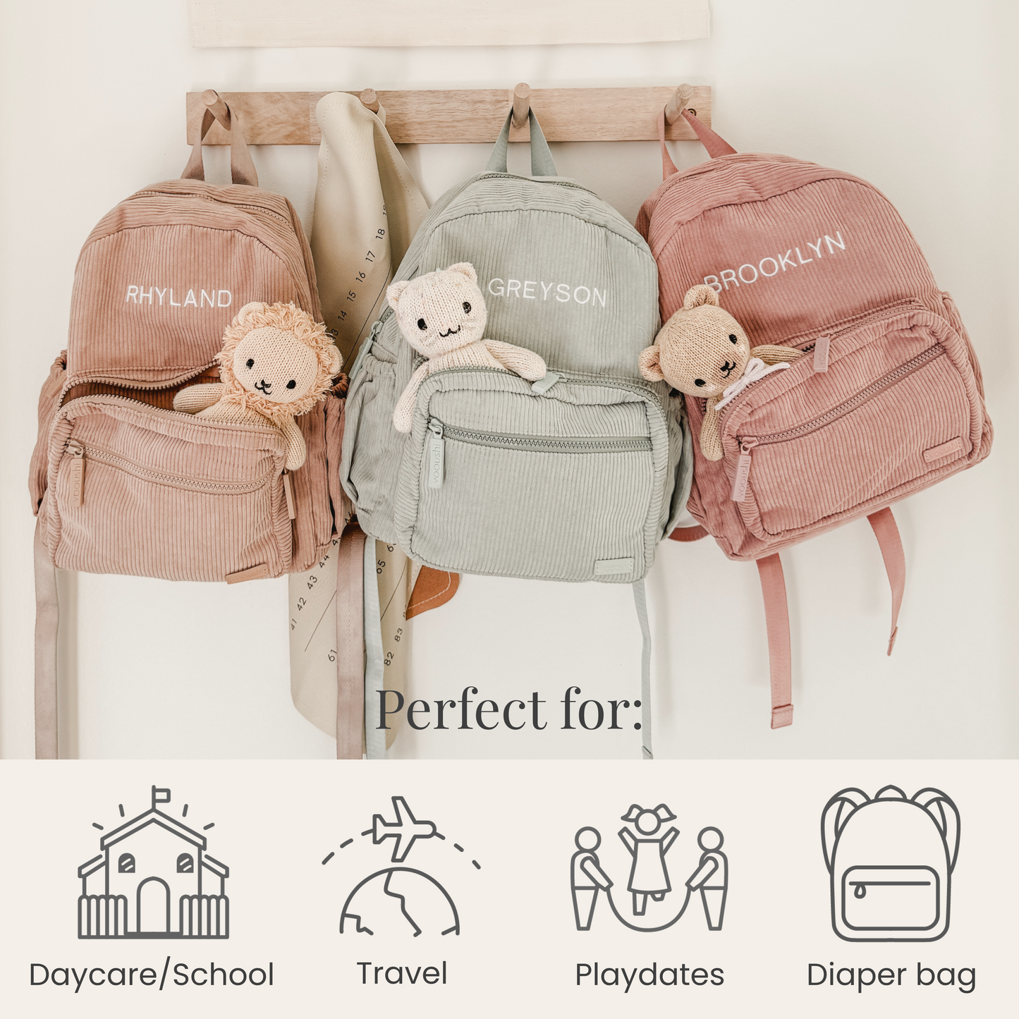 Mint Green Corduroy Backpack
