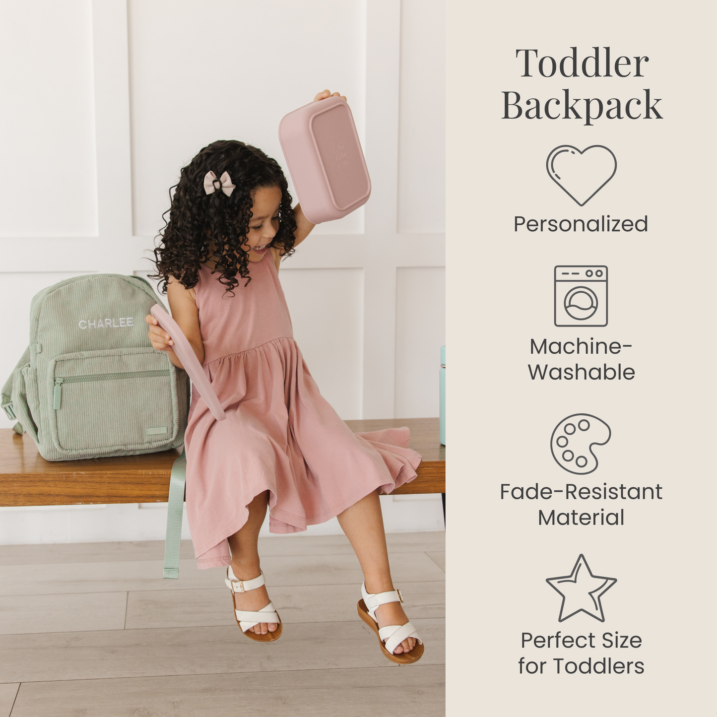 Mint Green Corduroy Backpack
