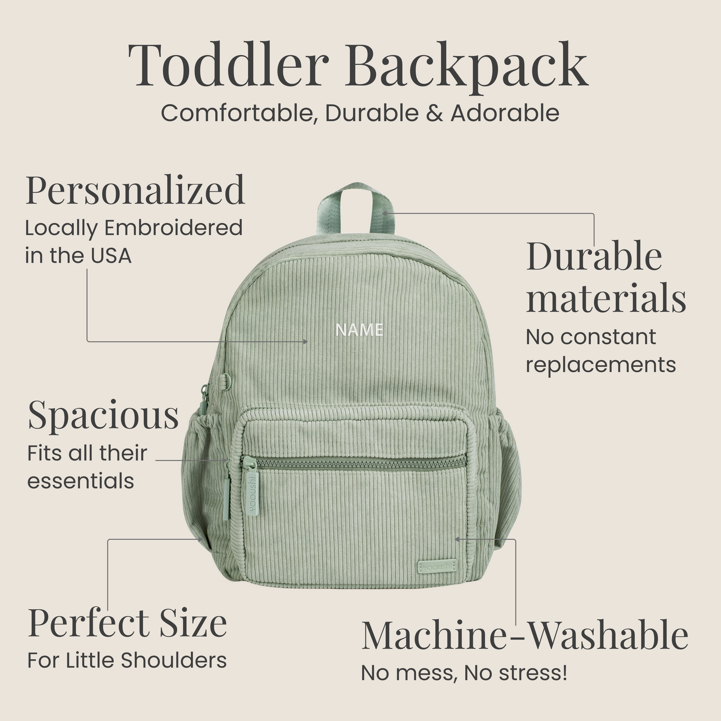 Mint Green Corduroy Backpack