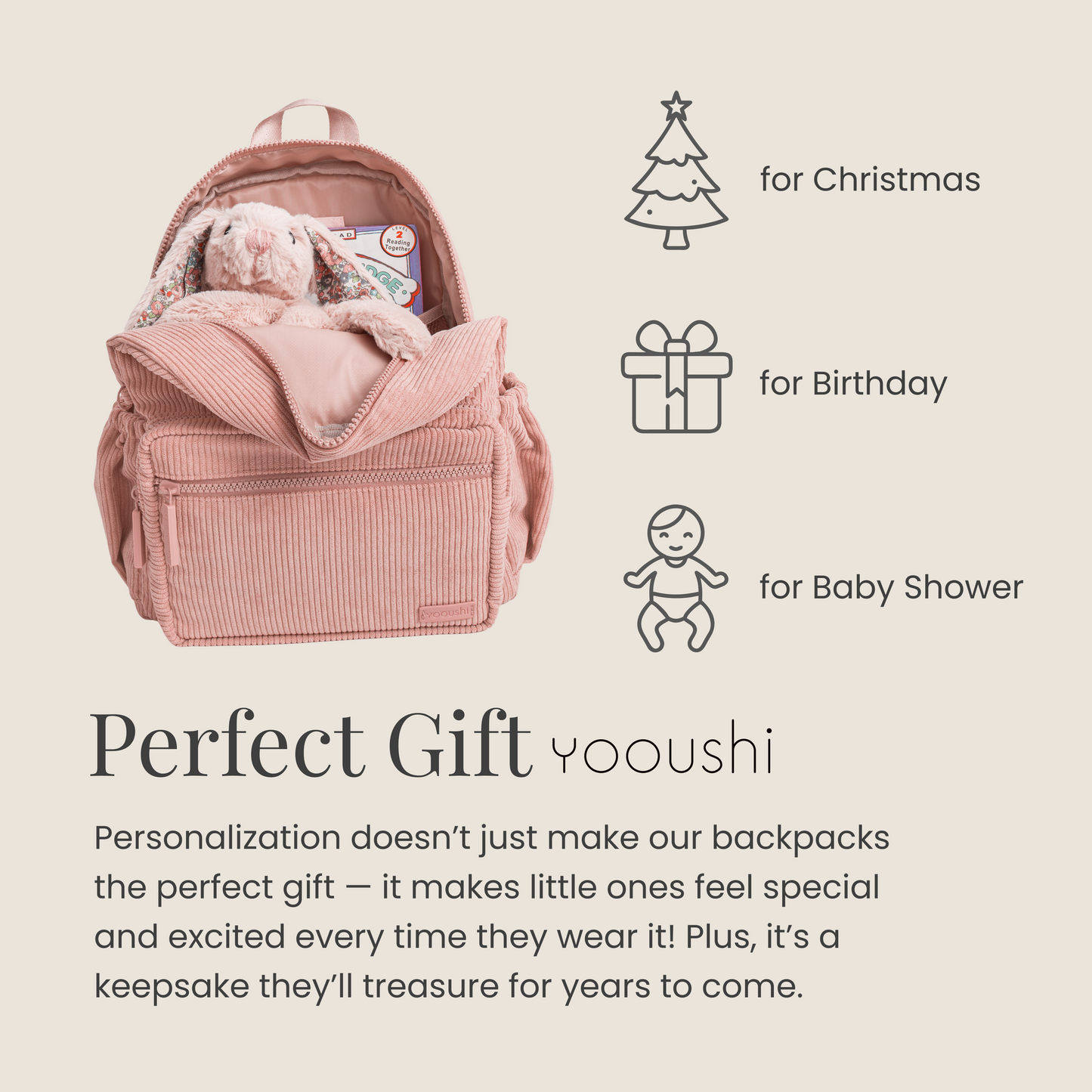 Dusty Pink Corduroy Backpack