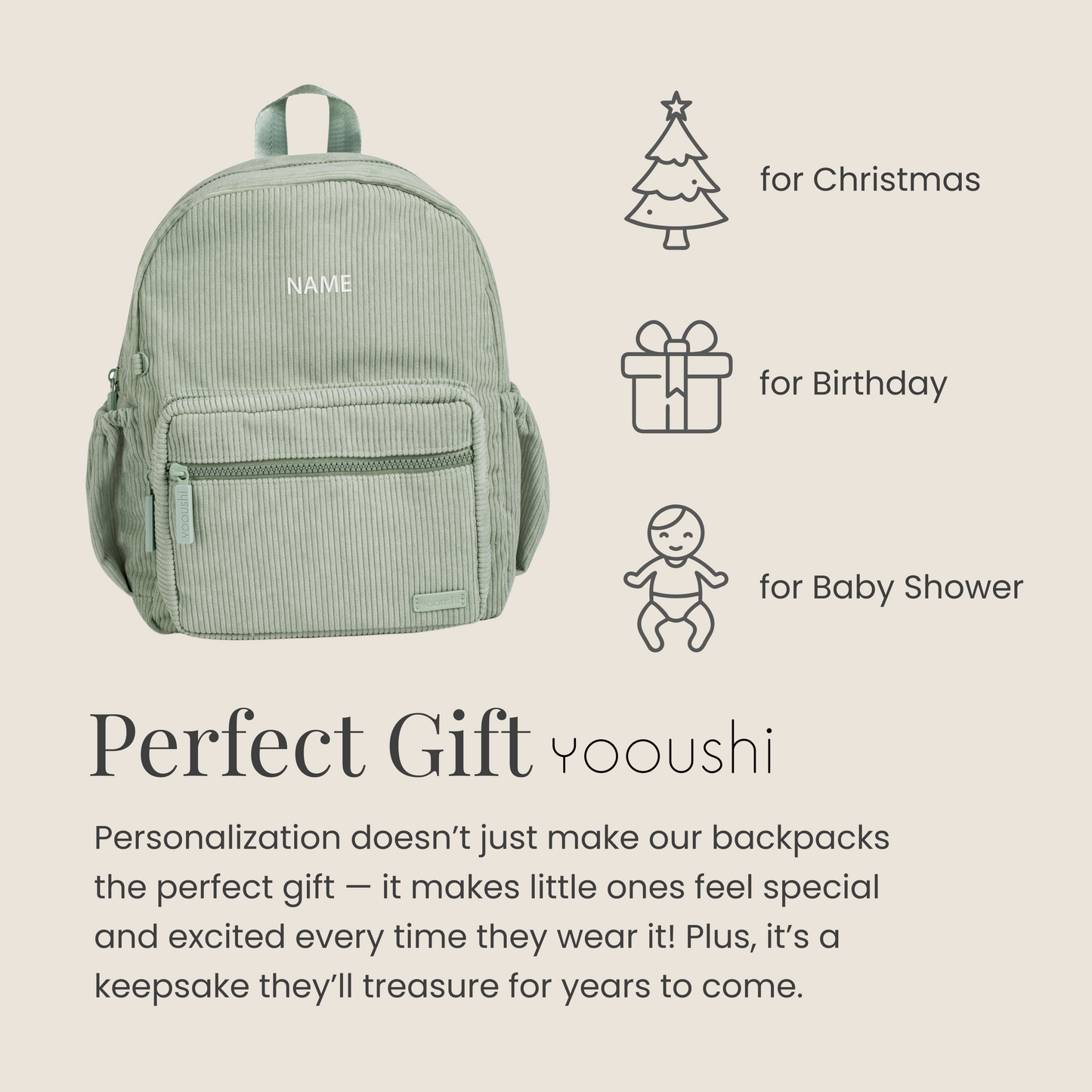 Mint Green Corduroy Backpack