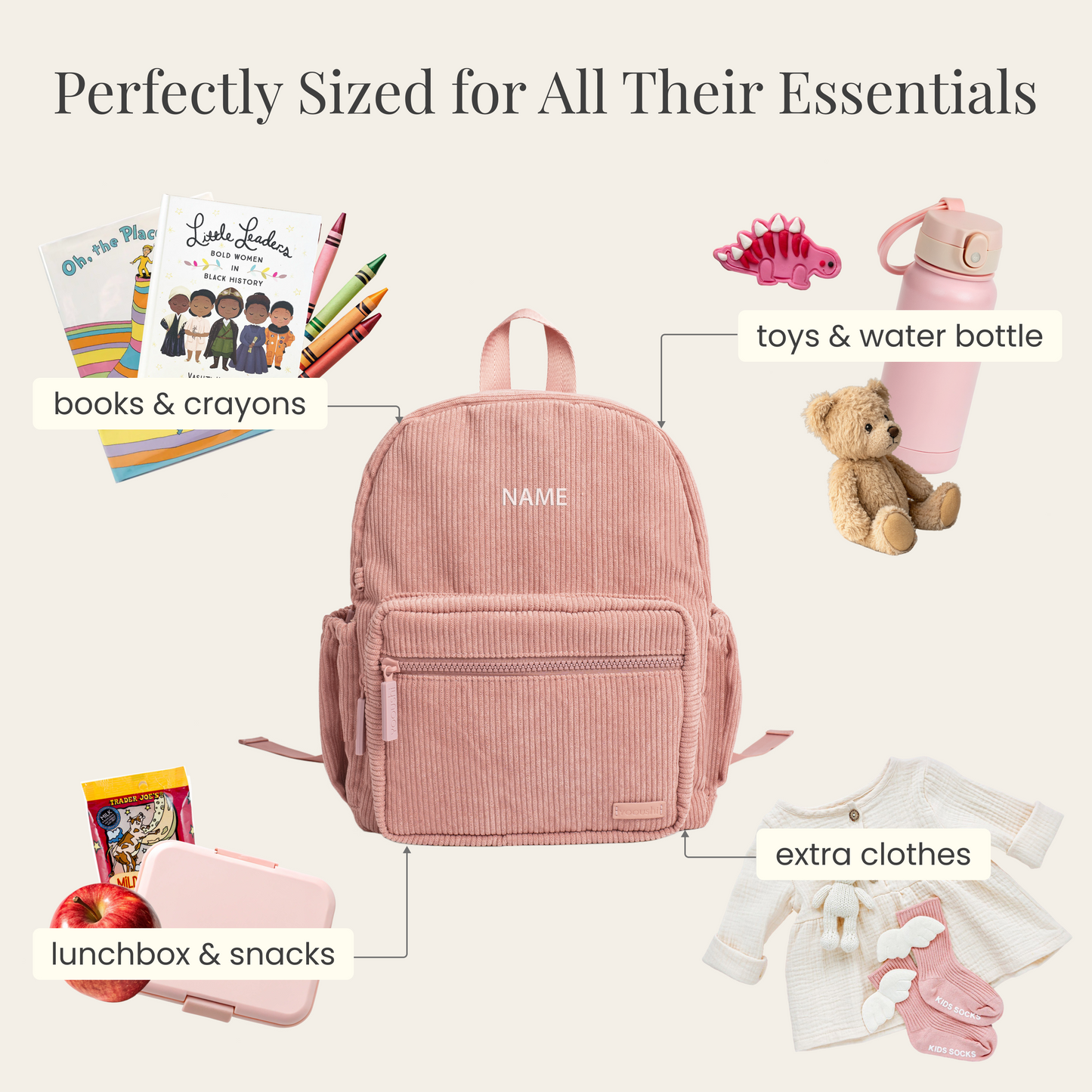 Dusty Pink Corduroy Backpack