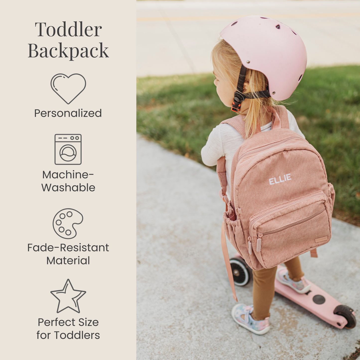Dusty Pink Corduroy Backpack