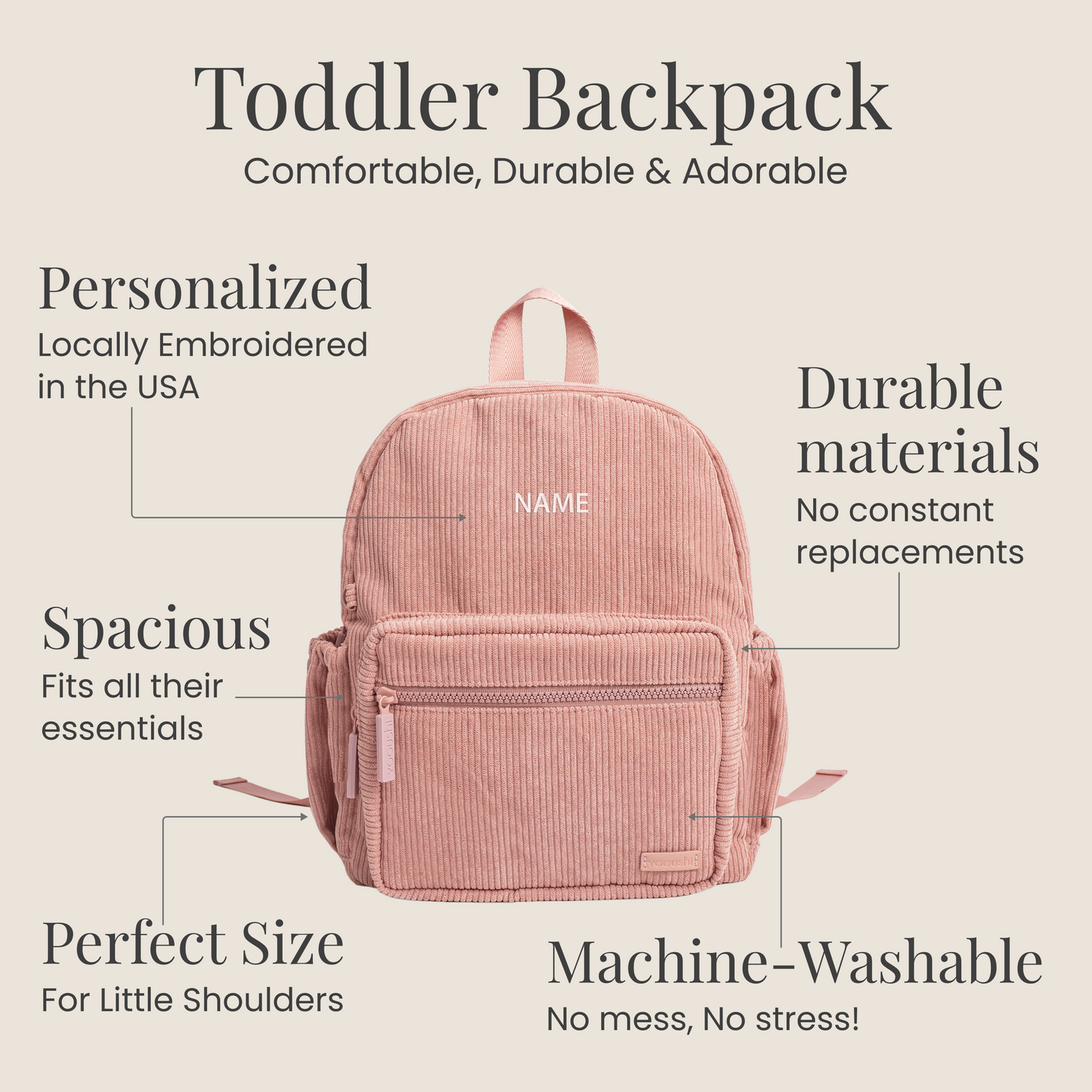 Dusty Pink Corduroy Backpack