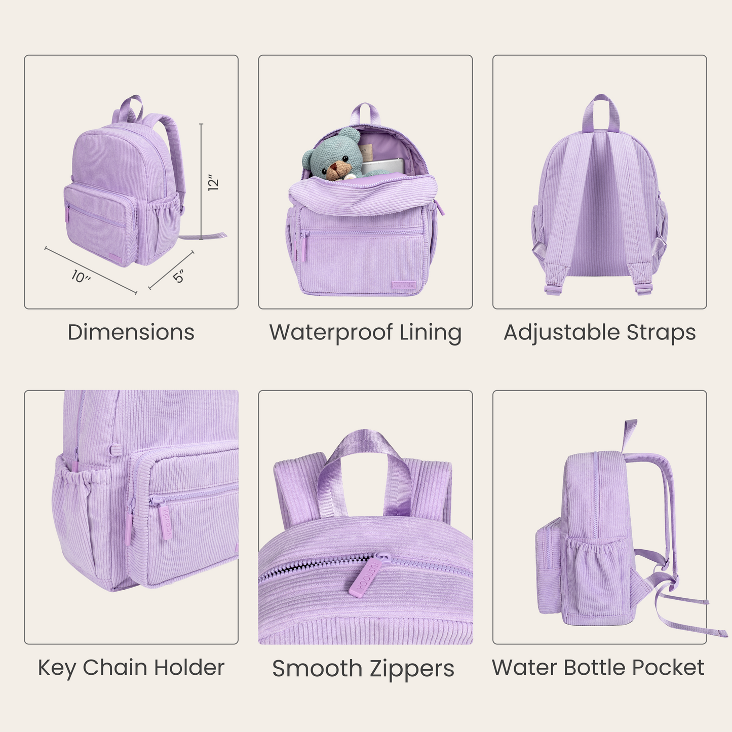 Lilac Mist Corduroy Backpack
