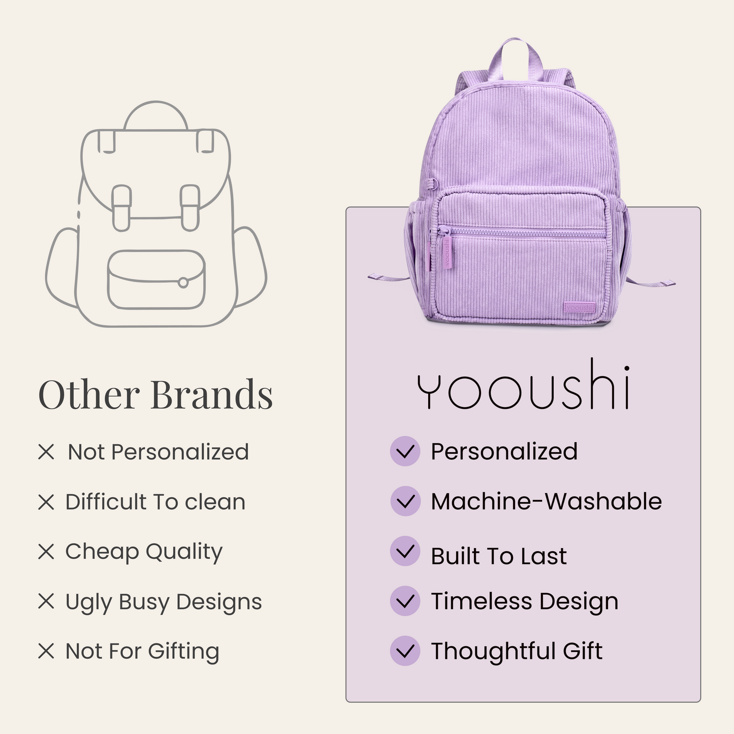 Lilac Mist Corduroy Backpack