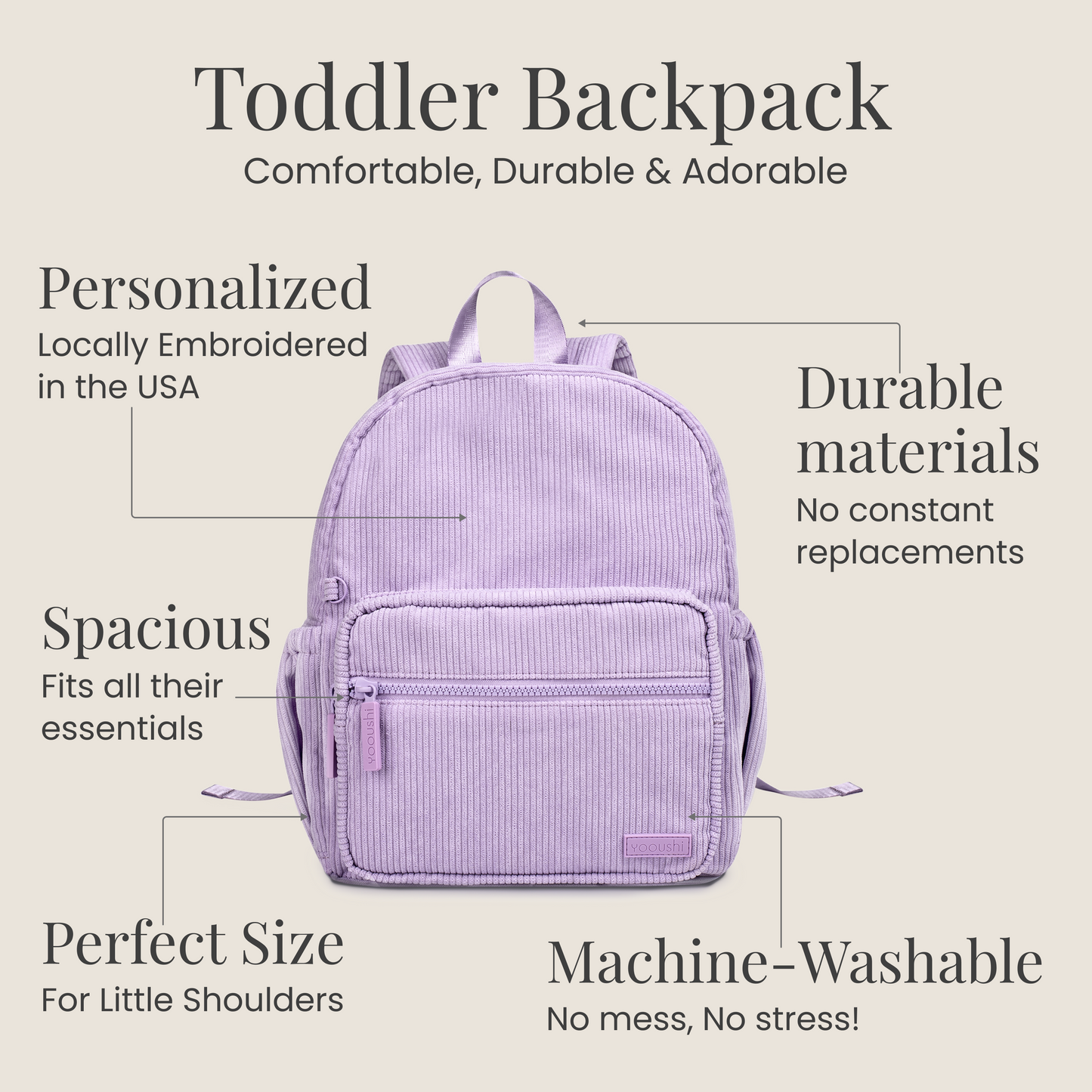 Lilac Mist Corduroy Backpack