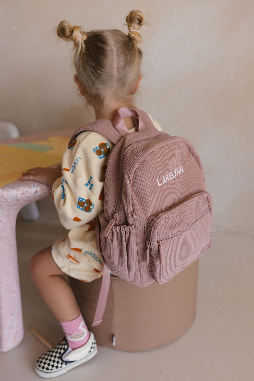 Dusty Pink Corduroy Backpack