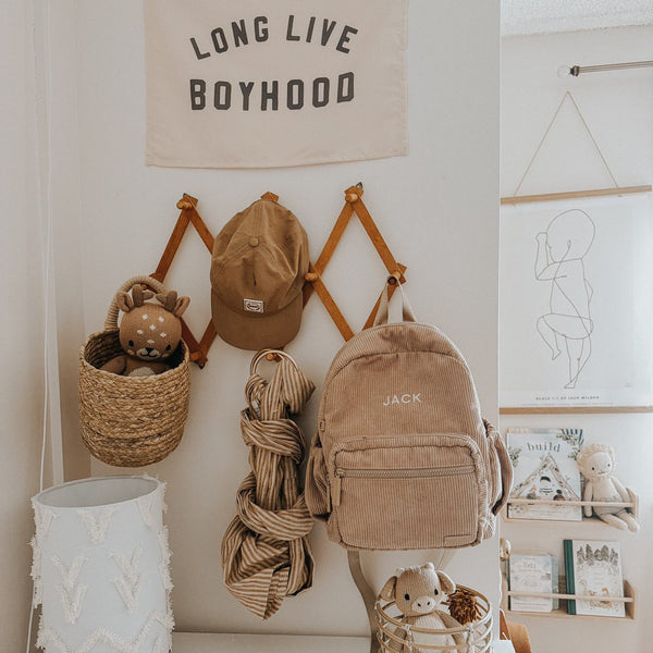 Yooushi® Corduroy Backpack – Iced Latte